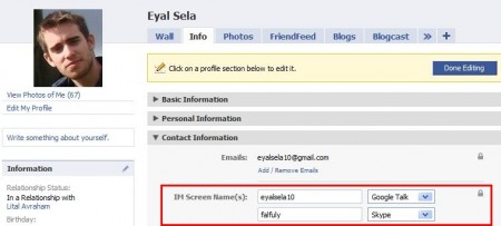 IM Screen Name on Facebook