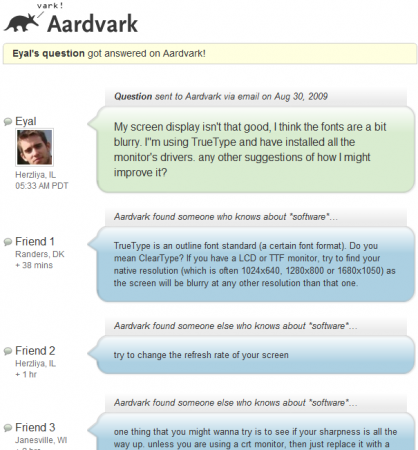 Aardvark in action - screen display problem